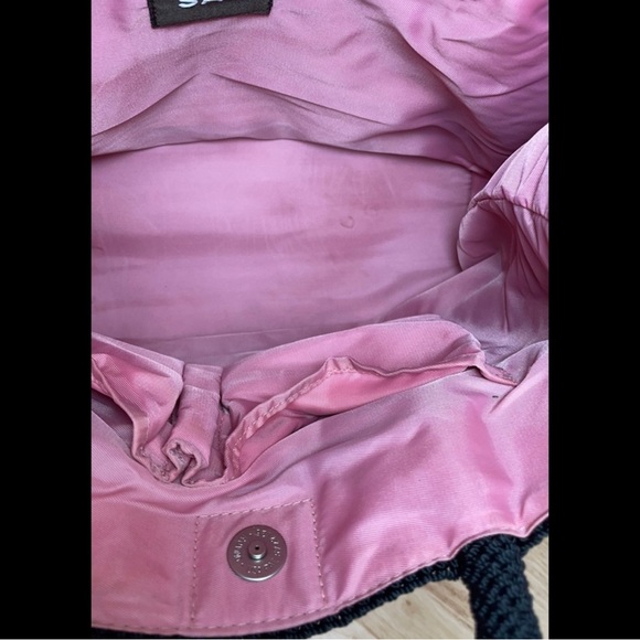 THE SAK CROCHET BLACK SHOULDER BAG W/ PINK LINING - Picture 8 of 11